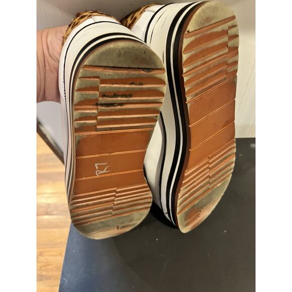 Anthropologie Silent D Siobahn Sneaker White Cheetah Leather Size EU 40, US 9 - Picture 6 of 11